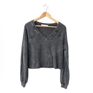 Altar'd State Charcoal V-Neck Crop Top